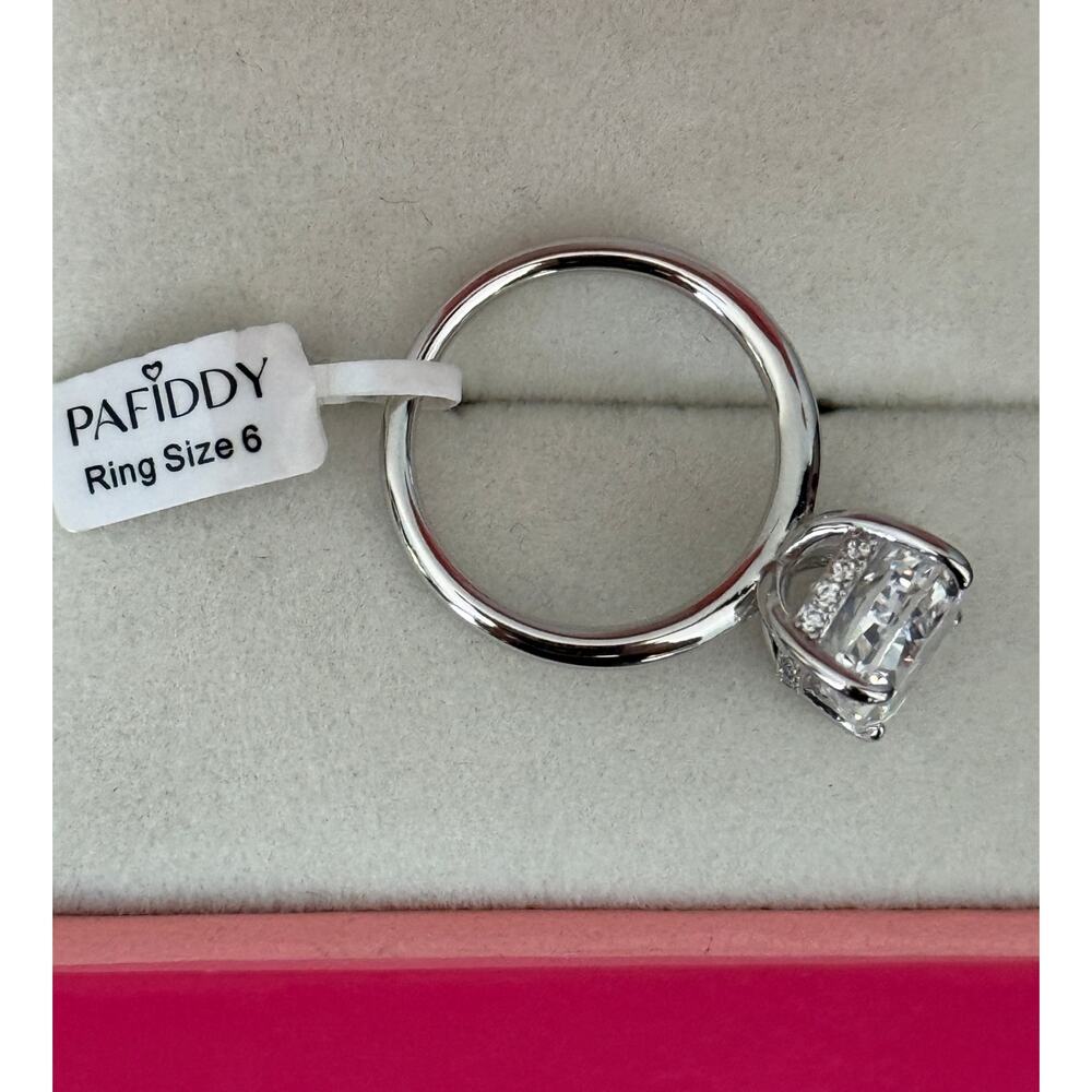 STUNNING Paffidy Size 6 Cushion Cut Ring 4.5CT 5A Grade Zirconia 925 Silver NEW - Picture 10 of 14